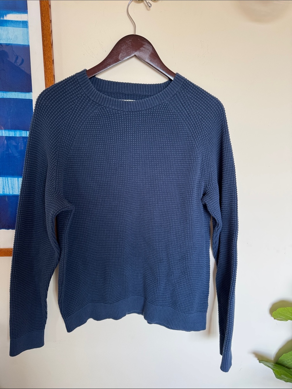 REI Navy Waffle-Knit Crew Sweatshirt